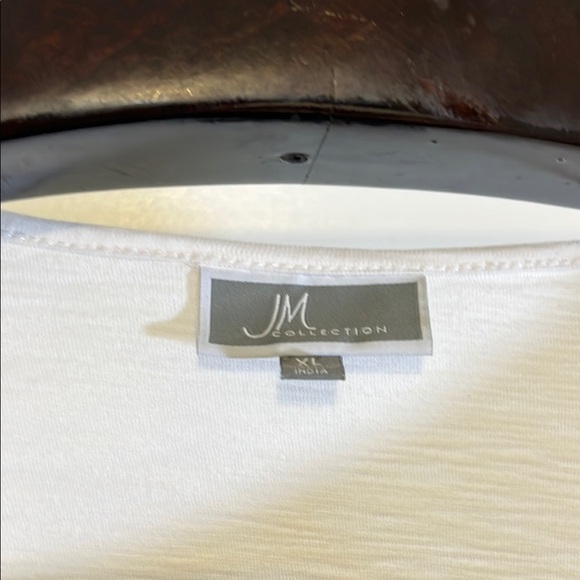 JM Collection White Blouse with Lace-Up Detail 3/4 length Sleeves - Picture 2 of 7